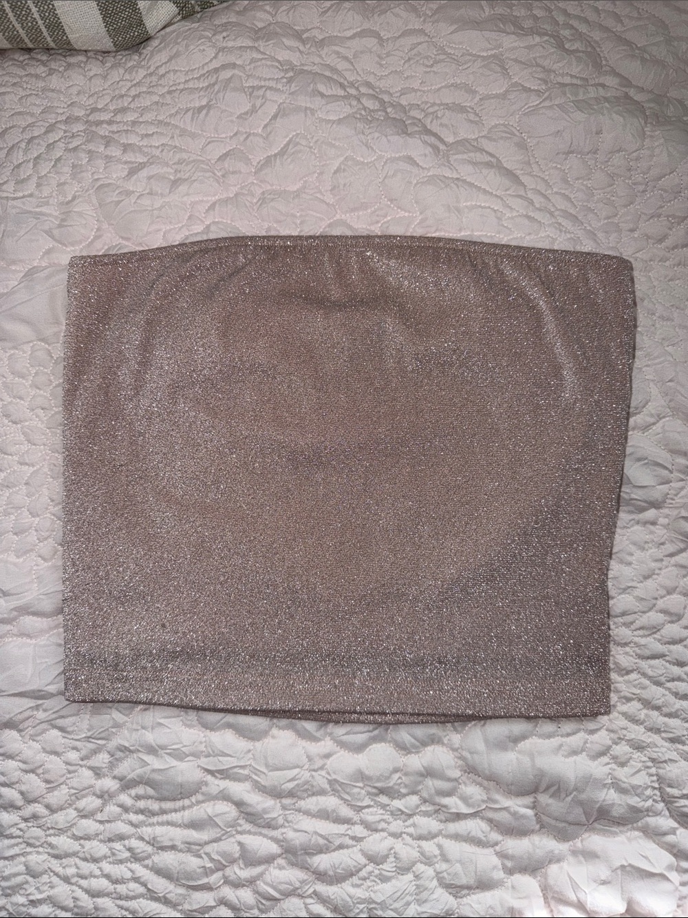 Forever 21 Metallic Taupe Strapless Crop Tube Top